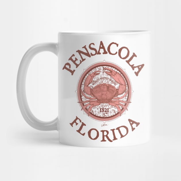 Pensacola, Florida, with Stone Crab on Wind Rose by jcombs